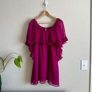 Free People Fuchsia Ruffle Dress